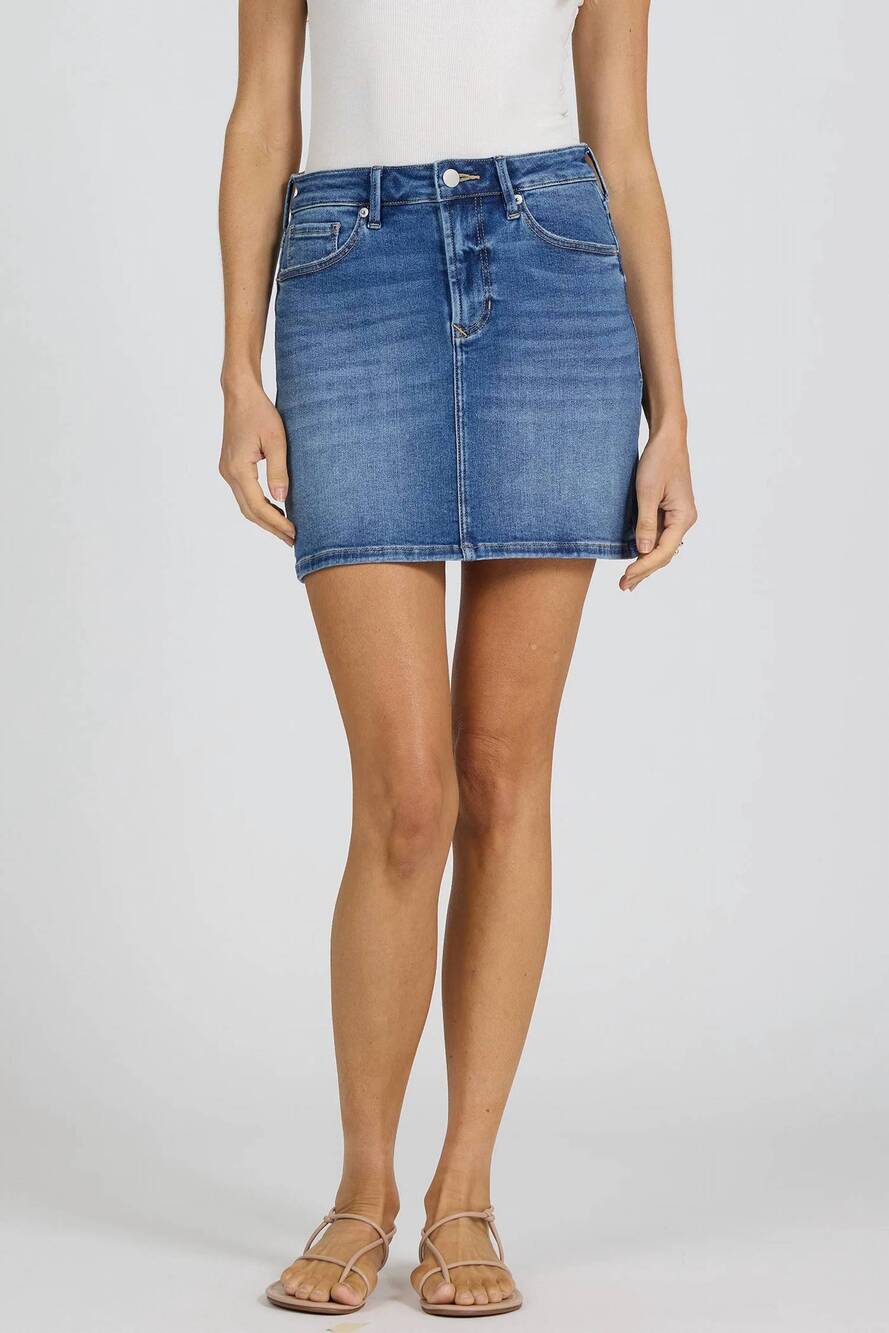 NEW DEAR JOHN DENIM quinn high-rise mini skirt in blue